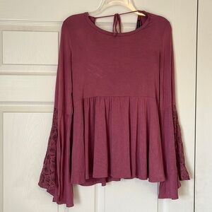 Pink Babydoll Flare Sleeve Top